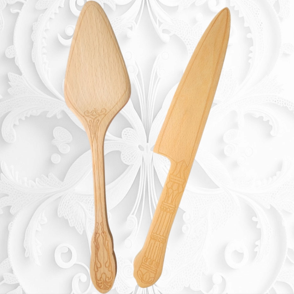 Talisman‎ Designs Elegant Wooden Cake Server and Knife Set
